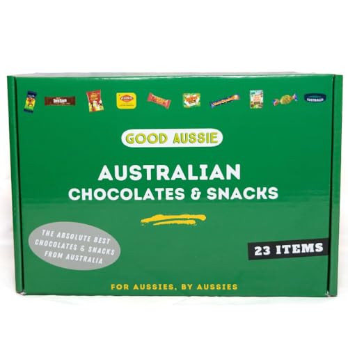 Good Aussie SUSURRUS Australian Candy & Snack Box (23 Items) Very Best Australian Food Gift Box cover