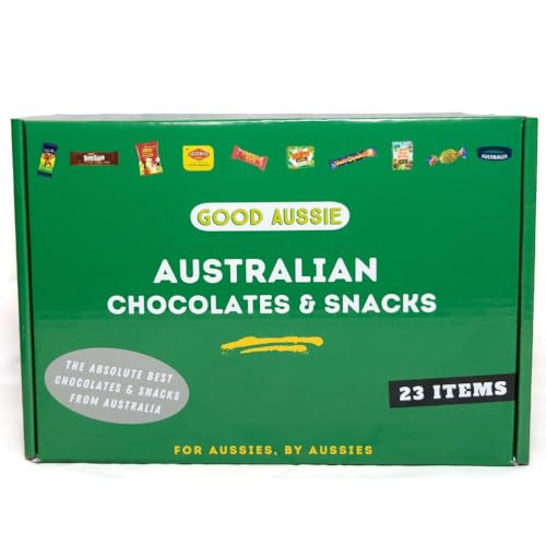 Australian Candy & Snack Box (23 Items) Very Best Australian Food Gift Box - Tim Tam, Allen’s Party Mix, Vegemite, Cherry Ripe, Shapes, Tiny Teddy, Minties, Caramello Koala, Violet Crumble & More