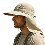 TOP-EX Mens Cooling Sun Hat for Big Heads Oversized UV Protection Cap with Neck Flap Outdoor Hiking Lawn Golf Camping Hat for Large Head Men Khaki XL/XXL