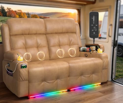 Tiooii RV Loveseat Recliner Sofa, Wall Hugger Reclining RV Couch with USB