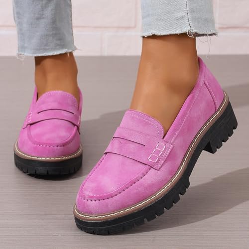 Image of Womens Loafers Shoes Platform Chunky Penny Loafer Lug Sole Comfortable Slip On Work Office Business Casual Dress Shoes, US Size 5-11.5