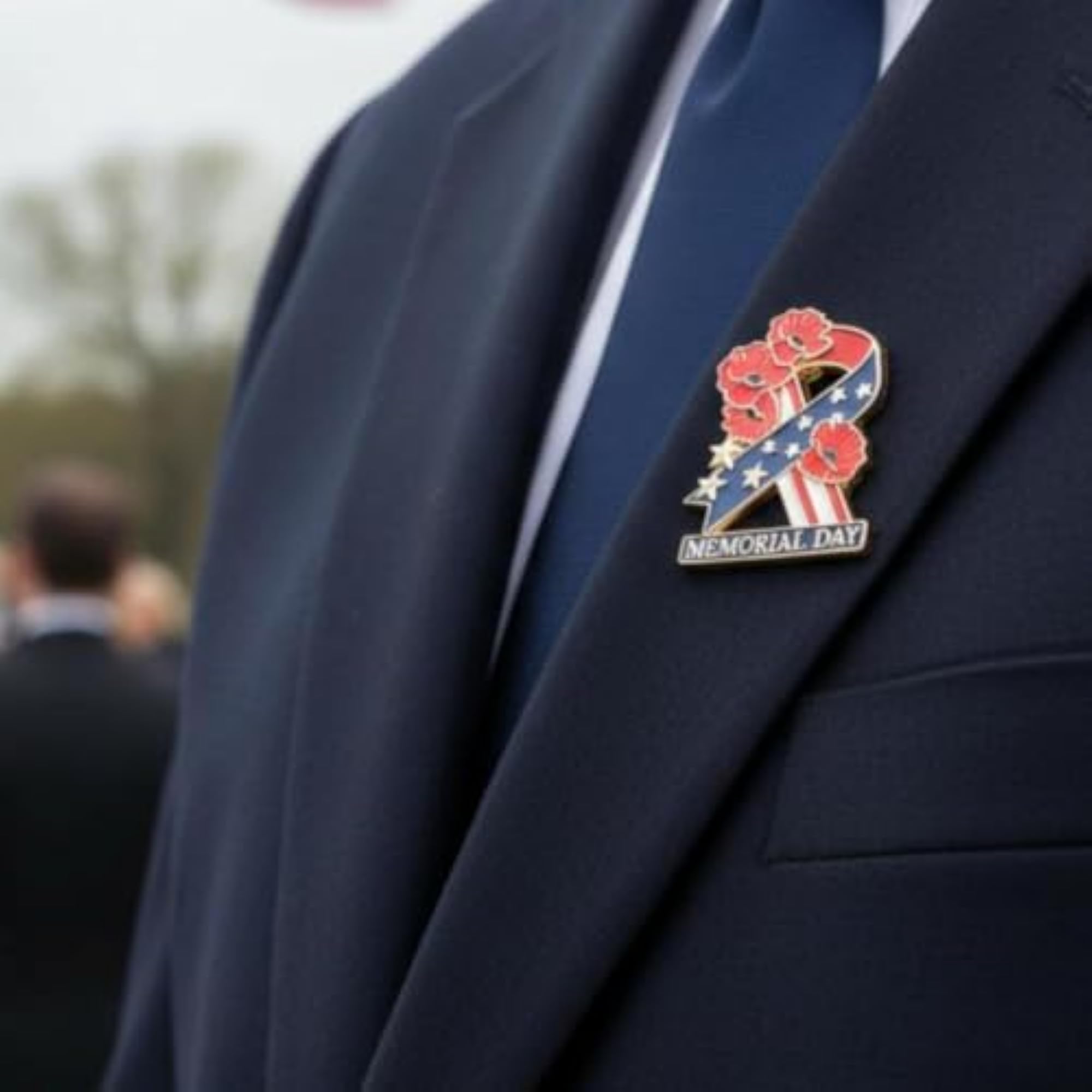 Patriotic Ribbon Enamel Brooch for Remembrance Ceremony
