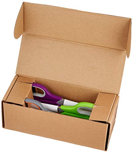 Amazon Basics Tijeras de oficina, multiusos, de agarre cómodo, recubiertas de PVD, de acero inoxidable, 3 unidad, Paquete de 1, Multicolor