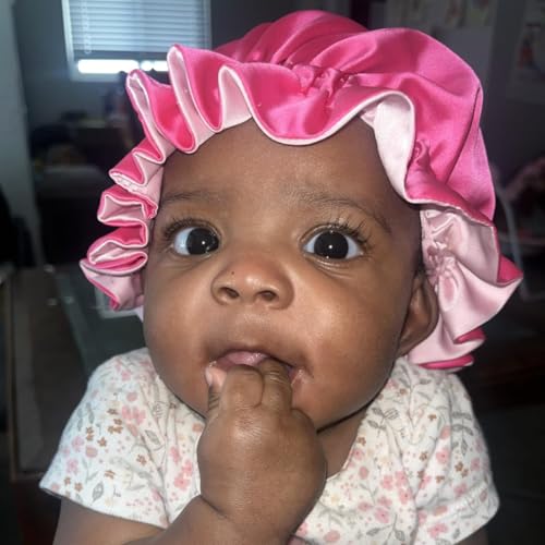 Image of AKISS Baby Infant Newborn Toddler Satin Silk Hair Bonnet for Baby Girl Boy Sleeping Kids Cap Hat