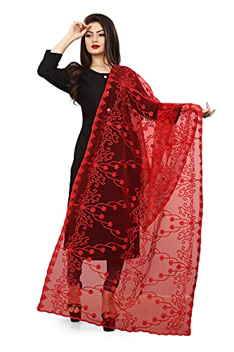 Dupatta filet brodé pour femme voile indien étole brodée de fête
