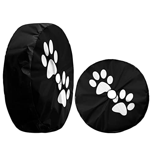 Image of Paw Print Spare Tire Cover with Backup Camera Hole Wheel Tire Cover Fit Trailer, RV, SUV and Many Vehicle 17inch