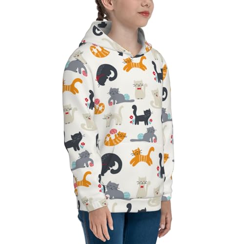 Cute Cats Kids Pullover Hoodies Boys Sweatshirts Girls Athletic Clothes with Pocket3