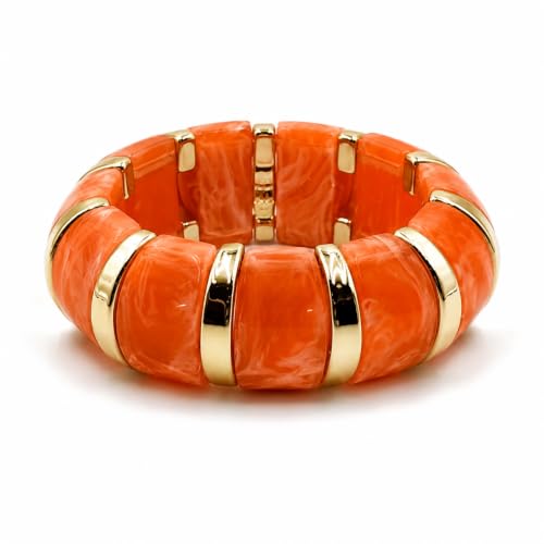 Udroze Apricot Chunky Resin Bangle Bracelets for Women Stretch Bracelet