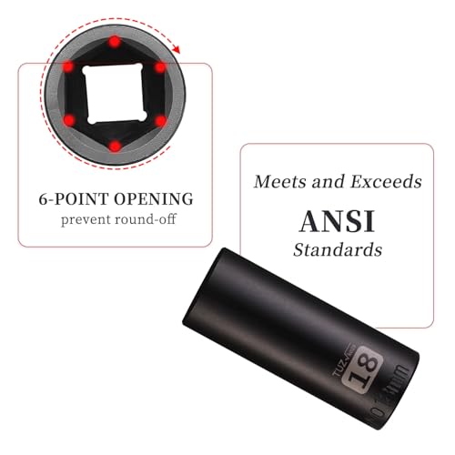 Image of 3 /8 inch Square Drive 18mm Metric Impact Socket,Hex Deep Socket Design,CR-MO Steel for Nut repair for Any Application