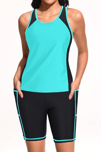 Women 3 Piece Tankini Swimsuits - Athletic Bathing Suits Swim Tank Top with Boy Shorts and Bra Modest Swimwear 20252