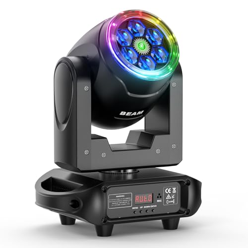 120W LED Moving Head DJ Light with 3-in-1 Strip,6X15W RGBW Beam Spotlight with Strobe Effect, Rotating Bee Eye Stage Light Controlled by DMX-512/Sound Activated for Party KTV Christmas