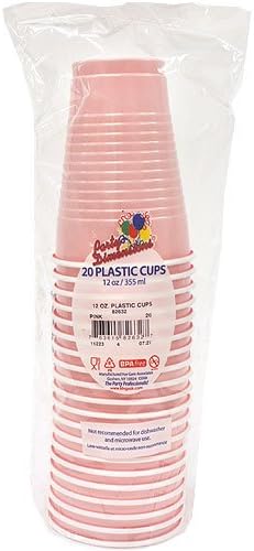 Party Dimensions Pink Disposable Plastic Cups-12 Oz Pcs, 20 Count (Pack of 1)