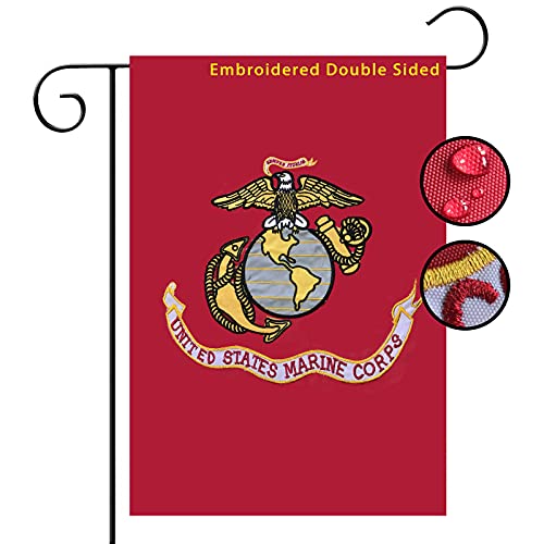 US Embroidered Marine Corps Garden Flag Double Sided 12x18 inch Yard Lawn Garden Flags Banner Heavy Duty Vivid Color Waterproof
