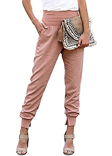 image for Ohvera Women's Elastic Waist Cargo Pants Jogger Trousers with Pockets 