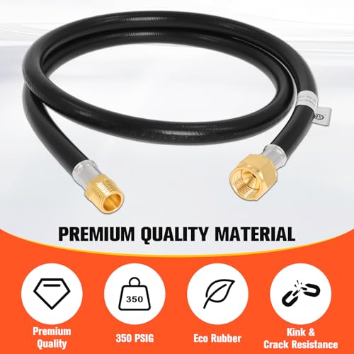 Image of Wadoy 4 Foot Propane Hose, 3 /8-inch MPT x 1 /2-inch Female Flare Propane Hose Extension 48 Inch, 350PSI Max Pressure for RVs Travel Trailers Campers & Grills 2 Pack