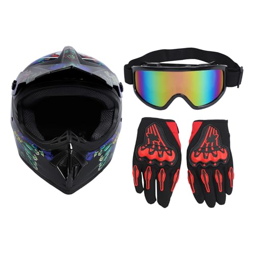 Image of Youth Kids Offroad Gear Combo Helmet Gloves Goggles DOT Motocross Off-Road Racing ATV Dirt Bike Protector (#1, M)