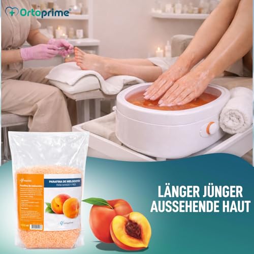 PARAFFIN für Hände und Füße REHABILITATION 1000 ml – Paraffinmassage Aroma Pfirsichessenzen – PROFESSIONELLES Paraffinbad – Thermotherapie Muskelschmerzen + Arthritis Arthrose Hände und Füße