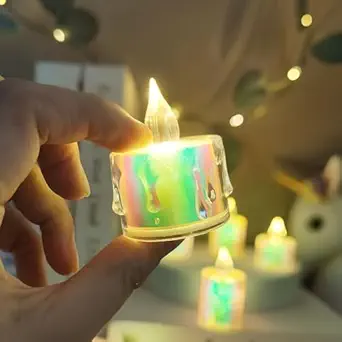 THE QUIRKY HOME Flameless & Smokeless Decorative Acrylic LED Tea Light Candles, Yellow (Rainbow, 2, Pieces)