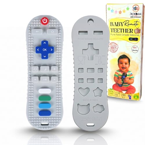 Image of TV Remote Soft Silicone Teether for Baby Gums, Teething Toy for Babies, BPA Free, Pain-Relief, Non-Toxic, 100% Food Grade, Soothing & Smooth Edges Easy to Grasp Chewable -Grey (Pack of 1)