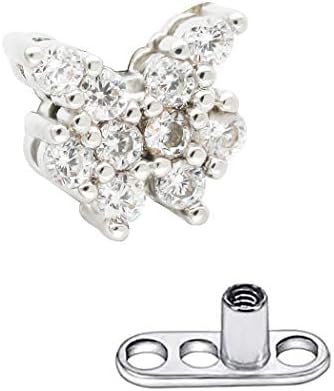 Dermal Anchor G23 Titanium PVD Plated Flower Seastar Black CZ Body Jewelry Anchor Dermal Tops