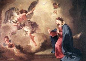 Peinture à l'huile Annunciation 1758 de Pittoni pour la décoration de votre salon