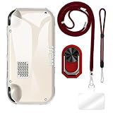 ESACMOT [4 in 1 Hülle Kompatibel mit Anbernic RG476H mit Umhängeband, Handschlaufe & Ringhalter, Stoßfeste Schutzhülle Reiseset (Rotes Set)