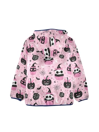 Pink Bow Skull Pumpkin Girls Fleece Jacket Girls Fall Jacket Boys Coats Zip Up Hoodie Children Outerwear 2-10T2