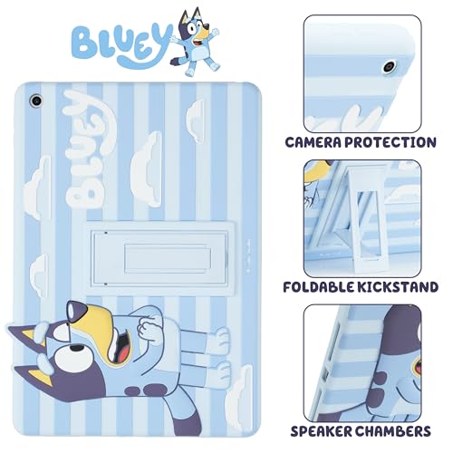 Bluey Kids iPad Case - 10.2 Case for iPad 9th/8th/7th Generation - 2019/2020/2021 Tablet Cover with Stand, Shockproof Silicone Protector