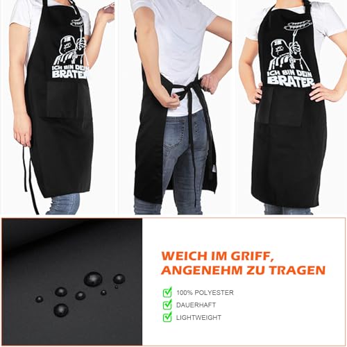 MOKIDO Star Wars Schürze, 95cm Große Männer Schürze mit 2 Taschen, Lustige Neuheit Kochen Grillen BBQ Schürzen, Grillschürze für Männer, Wasserdicht Küchenschürze für Kochen Backen Grillen
