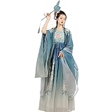Ez-sofei Women Chinese Traditional Ancient Stage Performance Costume Hanfu Dress (Blue, M)