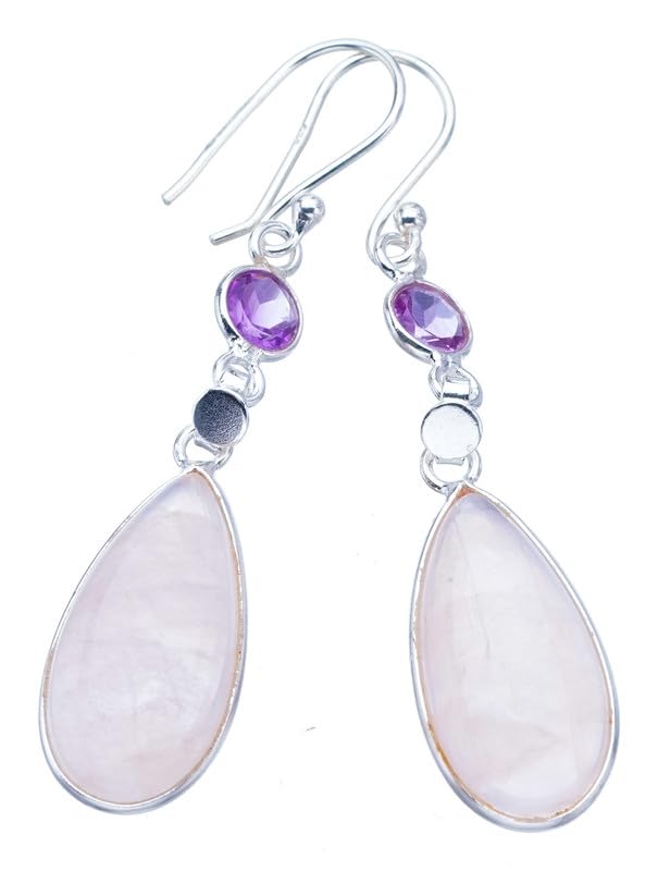 Boucles d'oreilles Rose Quartz Améthyste en argent, un hymne à la douceur