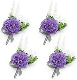 YSUCAU Boutonniere with Pin for Men Wedding Handcrafted Boutineers for Groom Groomsmen Best