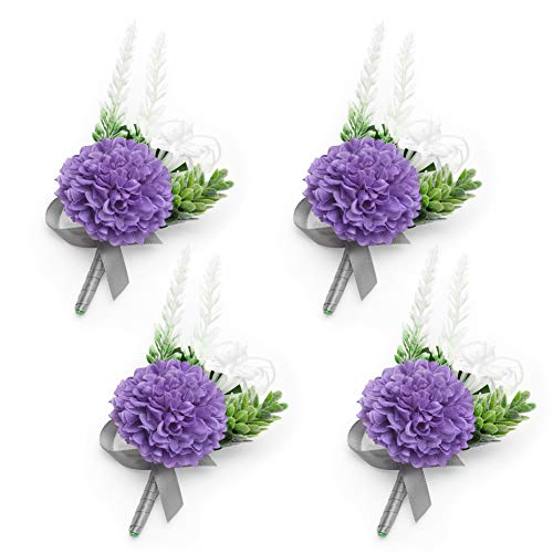 YSUCAU Boutonniere with Pin for Men Wedding Handcrafted Boutineers for Groom Groomsmen Best