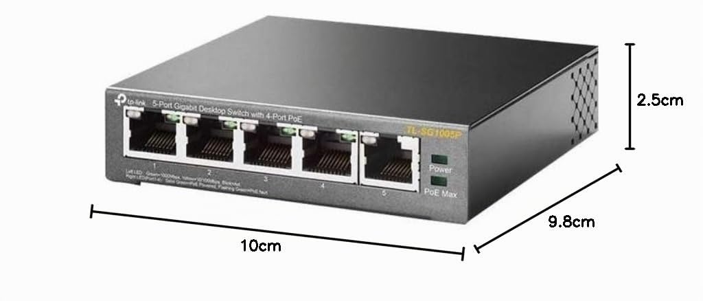 TP-Link Commutateur PoE Gigabit à 5 Ports | 4 Ports PoE 56 W | Ports blindés conformes à la Norme 802.3af | Optimisation du trafic | Plug and Play | Métal Robuste (TL-SG1005P)