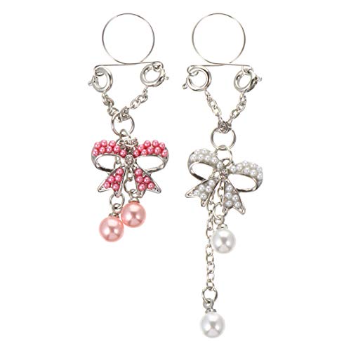 HEALLILY 2pcs Non Piercing Nipplerings for Women Fake Nipplerings Non Piercings Clip on Nipple Rings Stainless Steel Faux Dangle Nipple Jewelry