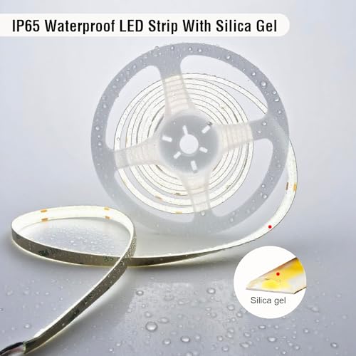 Image of 5V Dimmable Waterproof COB LED Strip Lights with USB Dimmer 6 ft | CRI 93+, USB Powered, IP65 LED Light Strip, for TV Cabinet Shelf Mirror Desk 3D Printer DIY Project