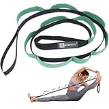 A AZURELIFE Stretch Strap with 11 Loops, Elastic Stretching Strap Band - Stretch Tool for Yoga Physical Therapy, Dance and Pilates, Gymnastics, Hamstring Strength Training with Instruction Guide