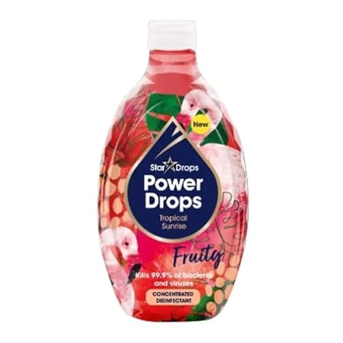 Stardrops Power Drops Concentrated Disinfectant Tropical Sunrise 250ml – Multipurpose Cleaner, Kills 99.9% of Bacteria & Viruses, Use Neat or Diluted, Fresh Scent