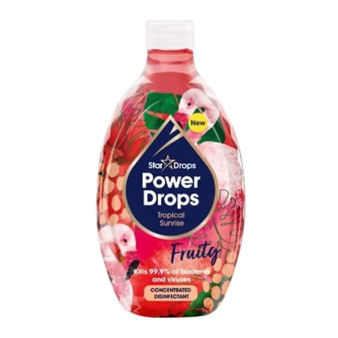 Stardrops Power Drops Concentrated Disinfectant Tropical Sunrise 250ml – Multipurpose Cleaner, Kills 99.9% of Bacteria & Viruses, Use Neat or Diluted, Fresh Scent
