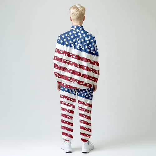 Image of Kids Two-Piece Classic Zippered Sports Jacket Set Sweatpants Jogging Teenager Sportswear Set