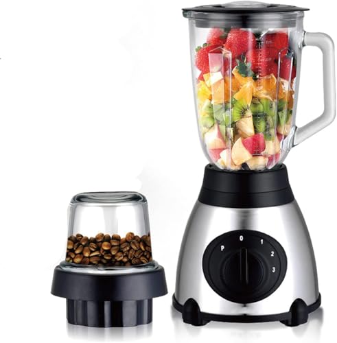 Batidora de Vaso 2 en 1 con Molinillo, 400W, Jarra 1.5L, 3 Velocidades, Licuadora Multiuso 1500ml, 3 modos, Don Feliz