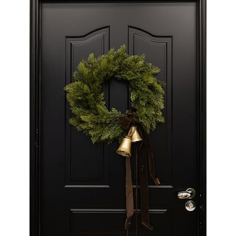 Christmas Wreath - 18 inch Artificial Wreath for Front Door - Green Pine Cypress Wreath for Indoor Outdoor Farmhouse Window Festival Wedding Decor Festive Artificial Green Wreath for Thanksgiving Cover