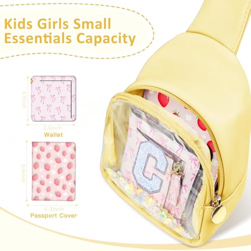 Image of COSHAYSOO Personalized Christmas Birthday Gifts Burr Basket Stuffers for Girls Yellow Purse Sling Bag Crossbody Girl Cute Funny Cool Mini Travel Fashion Accessories Monogrammed Initial Letter C