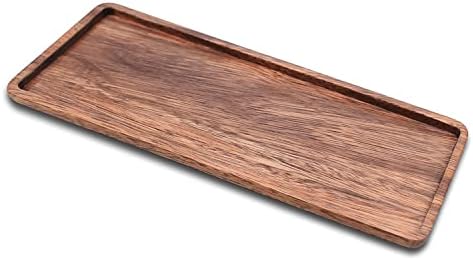 11.8 Inch Solid Wood Serving Platters and Trays of Natural Acacia Wood with Edge,Rectangular Avoid Sliding and Spilling Food