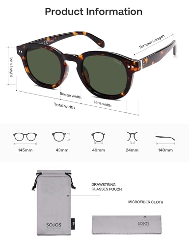 Image of SOJOS Retro Vintage Polarized Sunglasses for Women Men, Classic Square Panto Shades SJ2626