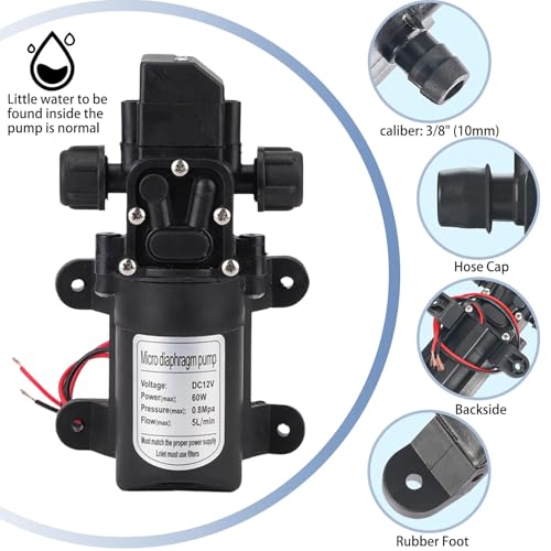 Bomba micro DC 12V autocebante Jadeshay con presostato para riego de jardín y caravanas 7