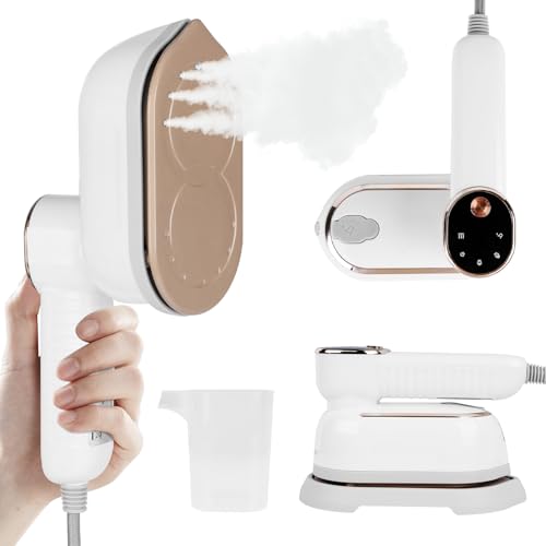 2-in-1Steamer Iron, Necomi Portable Travel Steamer Iron for Clothes with LCD Display,Dry & Wet Steam Iron,3 Steam Levels,1300W,180° Foldable Mini,130ml Water Tank Garment Steamer for Home,Travel