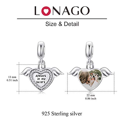 Urna de cremación para cenizas de plata 925 con alas y corazón 6