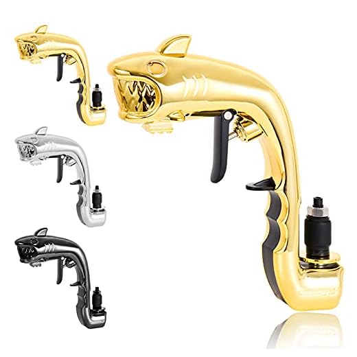 THSYMOR Champagne Gun Shooter, Beer Spray Gun/Alcohol Gun Adjustable Caliber Plastic Shark Shape for Party/Club/Bar/Pub/Festival/Birthday/Wedding/Christmas/Bar Atmosphere Props - Gold