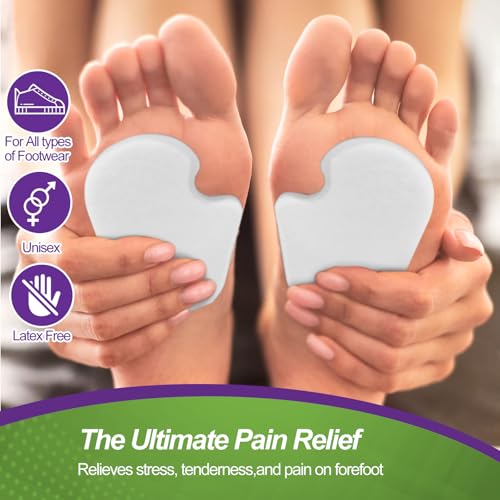 Image of Cutecrop 20 Pcs Sesamoiditis Pads, 1 /4 inch Thick Dancers Pads for Ball of Feet Pain Thick Adhesive Skived Felt Callus Sesamoiditis Relief Forefoot Cushion Pad Ball of Feet Pain(White,Left)